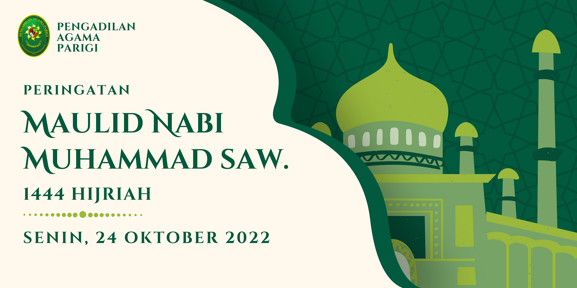 Putih hijau modern Banner ucapan Maulid Nabi 1